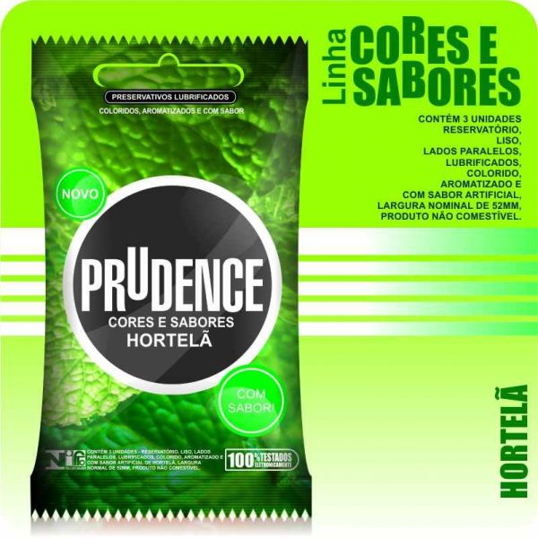 PRESERVATIVO PRUDENCE CORES E SABORES HORTELÃ COM 3UN