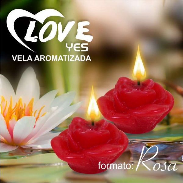 VELA DECORATIVA LOVE YES EM FORMATO DE ROSA COM 6UN