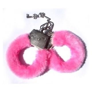 Algema de metal c/pelúcia rosa cod000129