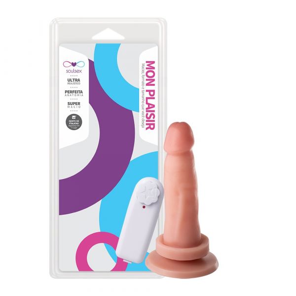 PRÓTESE VIBRADOR EXTERNO VENTOSA 13,5 X 3,5CM SOULSEX