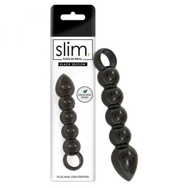 PLUG ANAL COM ESFERAS EM METAL BLACK SEXY FANTASY